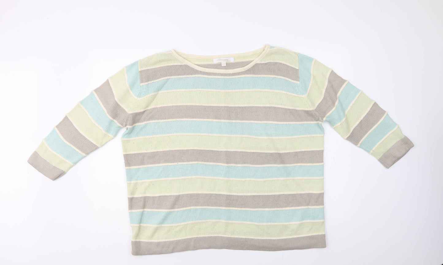 Changes Womens Multicoloured Crew Neck Striped Acrylic Pullover Jumper Size XL