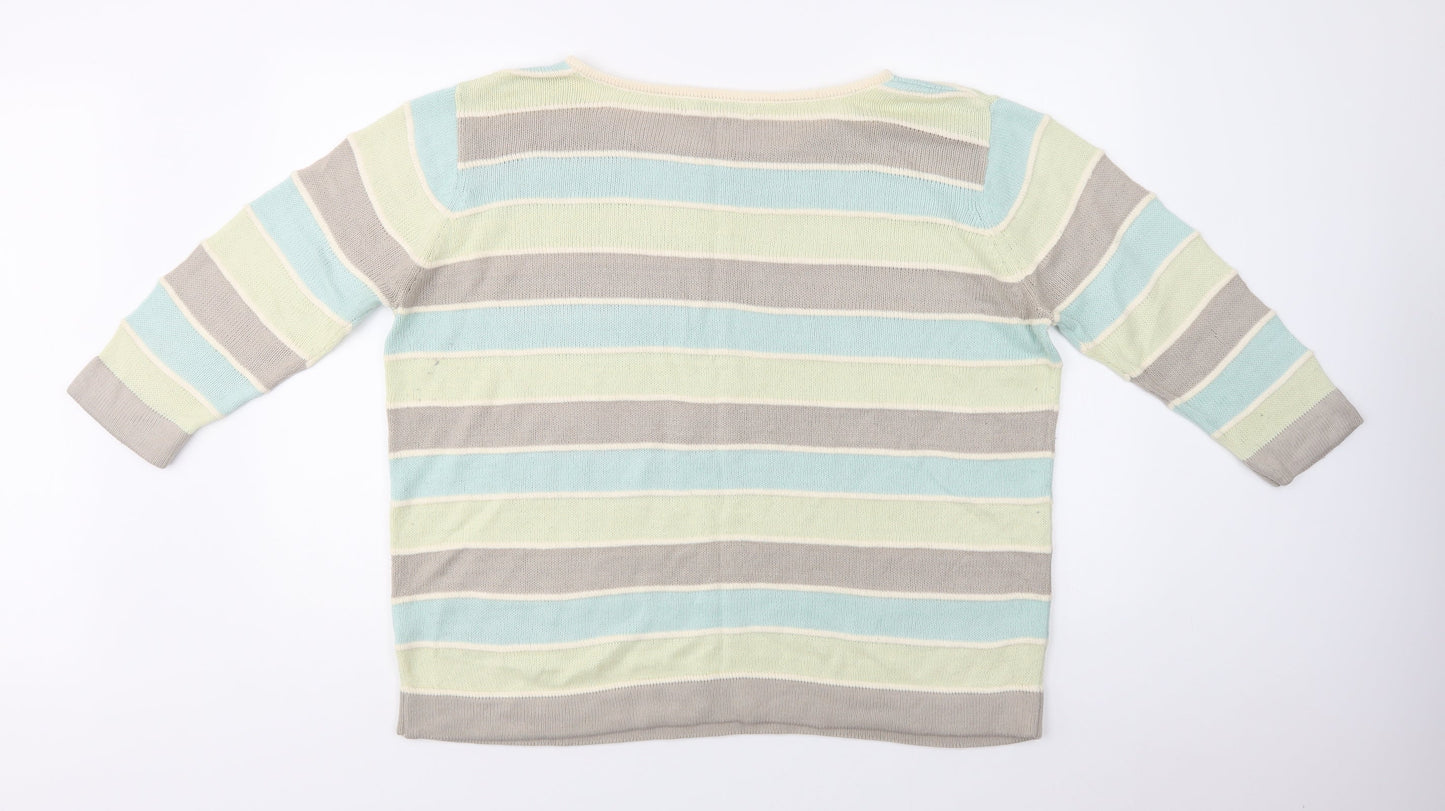 Changes Womens Multicoloured Crew Neck Striped Acrylic Pullover Jumper Size XL