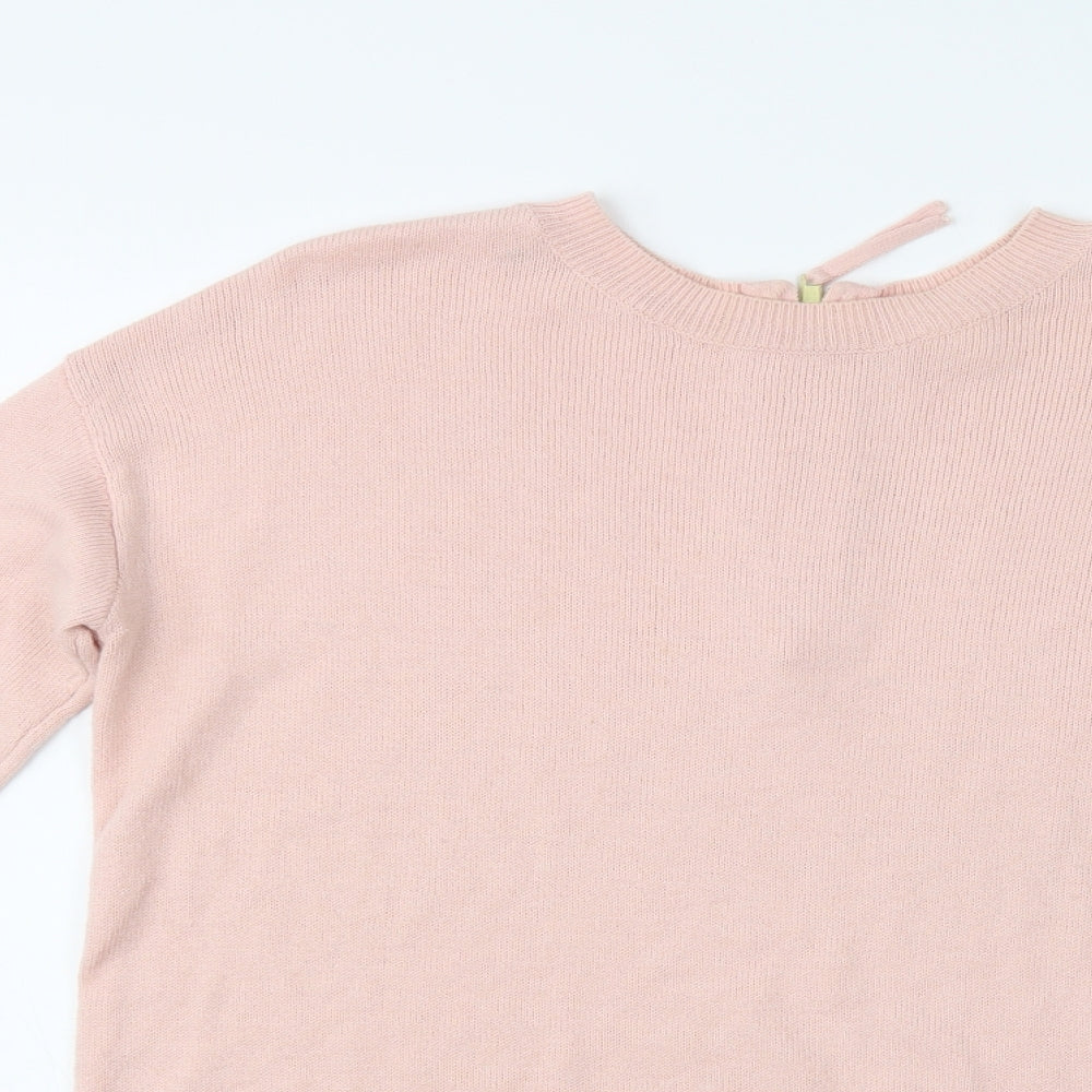 H&M Womens Pink Crew Neck  Polyester Pullover Jumper Size S