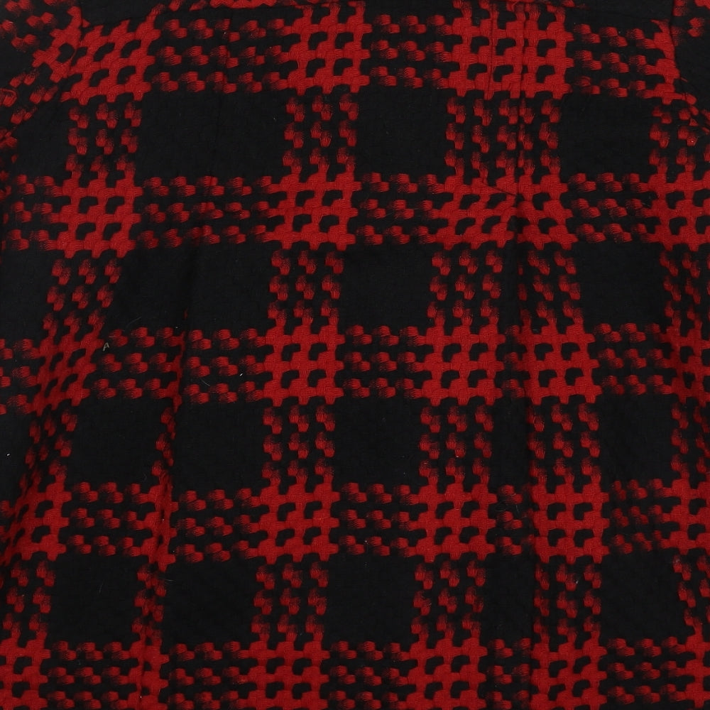 Monaco Womens Red Check  Pea Coat Coat Size 14  Button