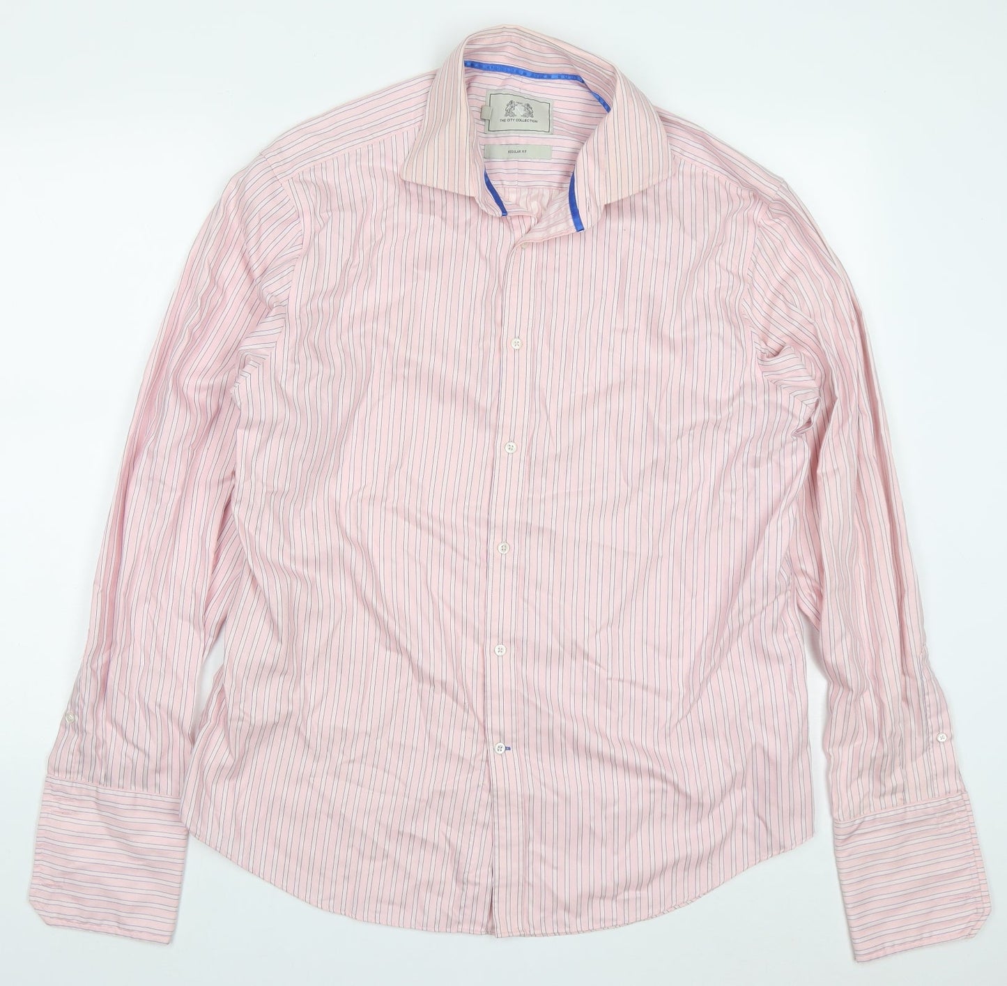 NEXT Mens Pink Striped Cotton  Dress Shirt Size 16.5 Collared Button
