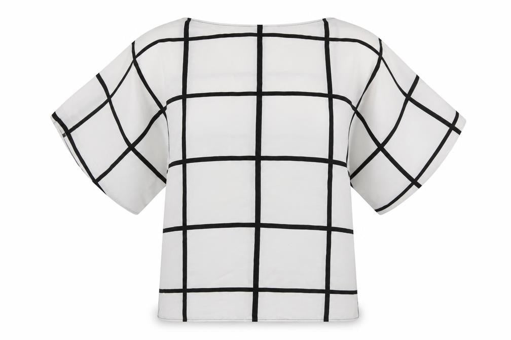 Zara Womens White Check Polyester Basic Blouse Size XS Round Neck