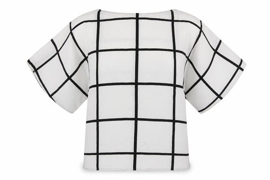 Zara Womens White Check Polyester Basic Blouse Size XS Round Neck