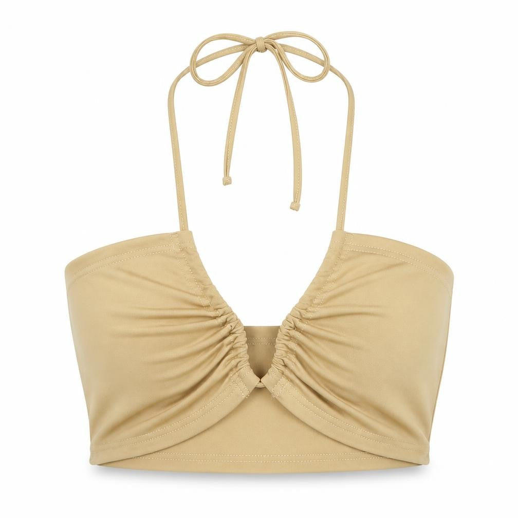 SheIn Womens Beige  Polyester Cropped Tank Size XS Halter