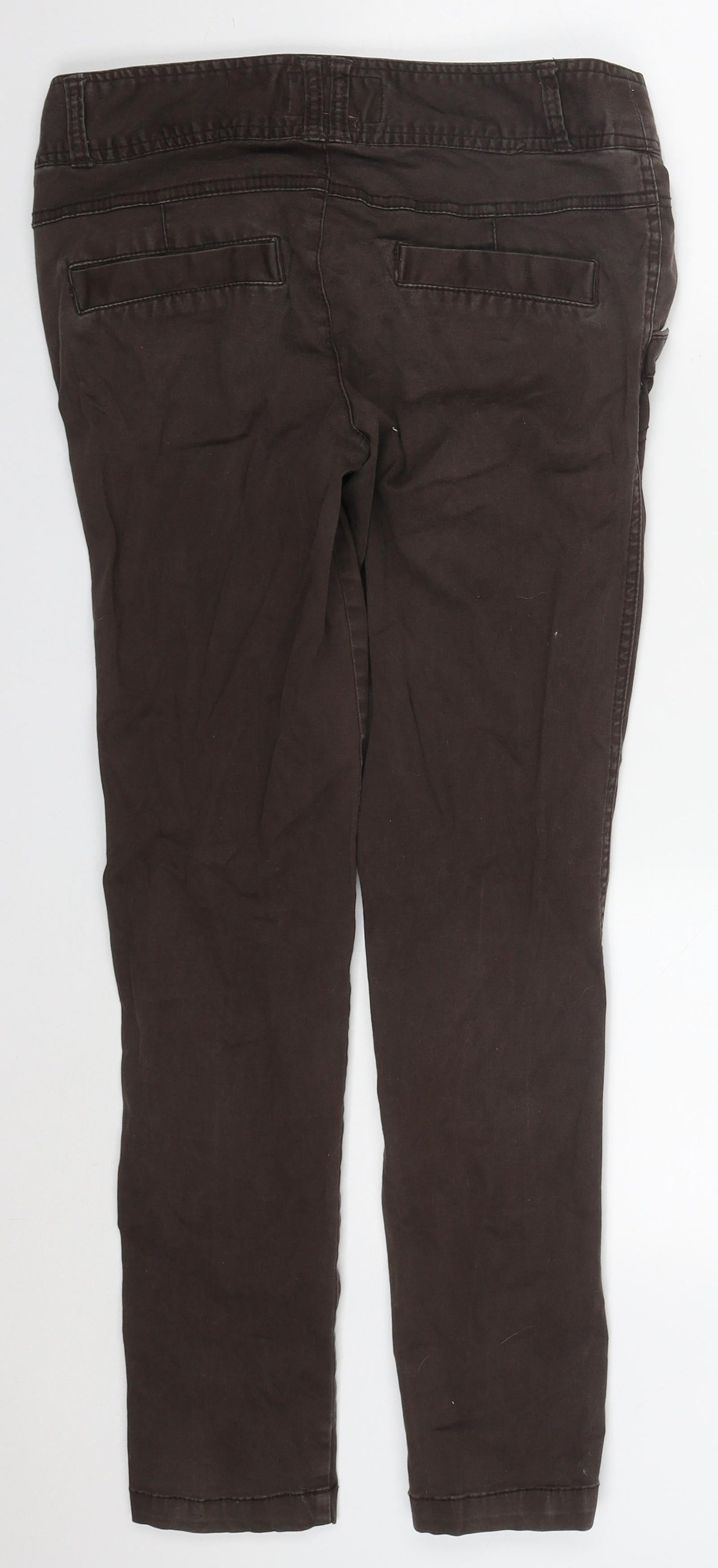 Debenhams Womens Brown  Cotton Trousers  Size 10 L29 in Regular Hook & Eye