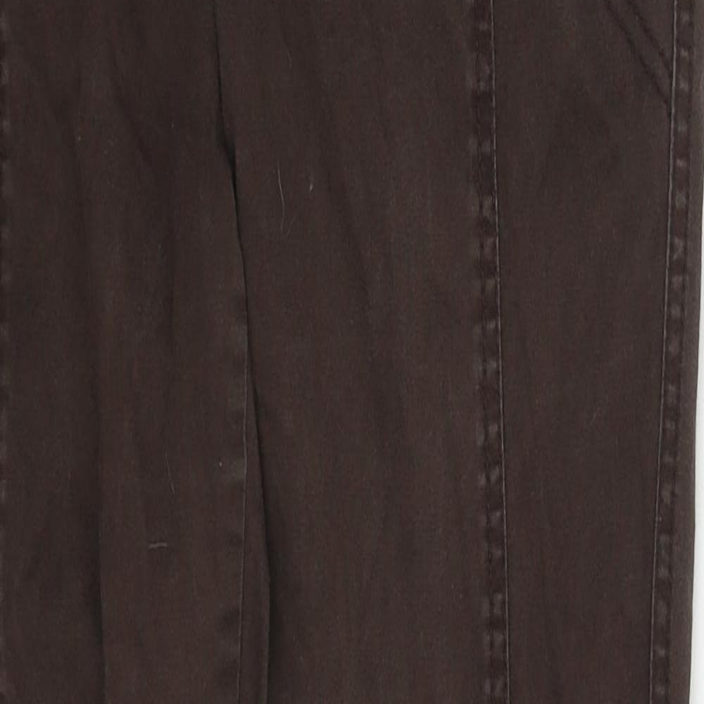 Debenhams Womens Brown  Cotton Trousers  Size 10 L29 in Regular Hook & Eye