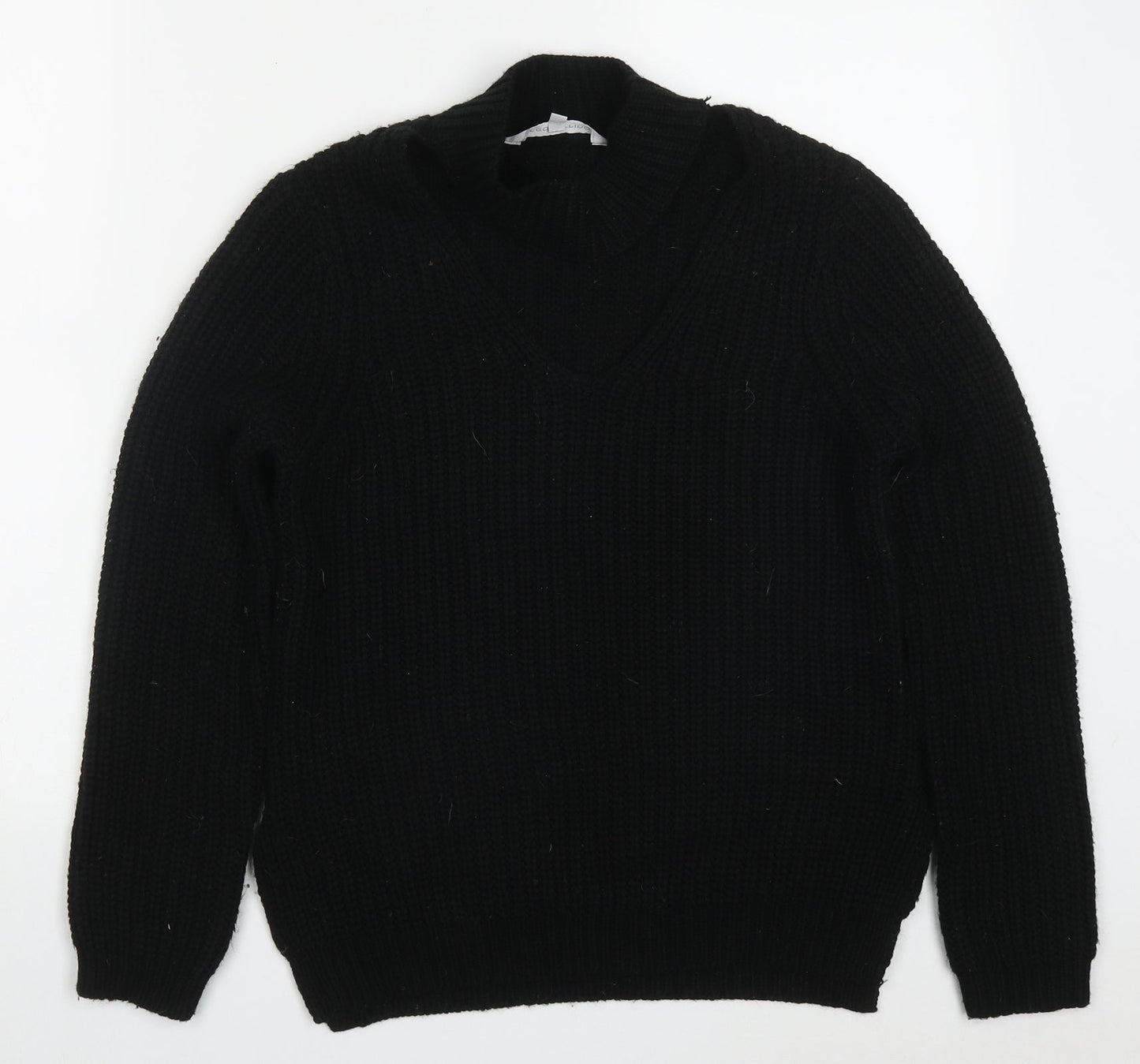 Red Herring Womens Black Round Neck  Acrylic Pullover Jumper Size 8