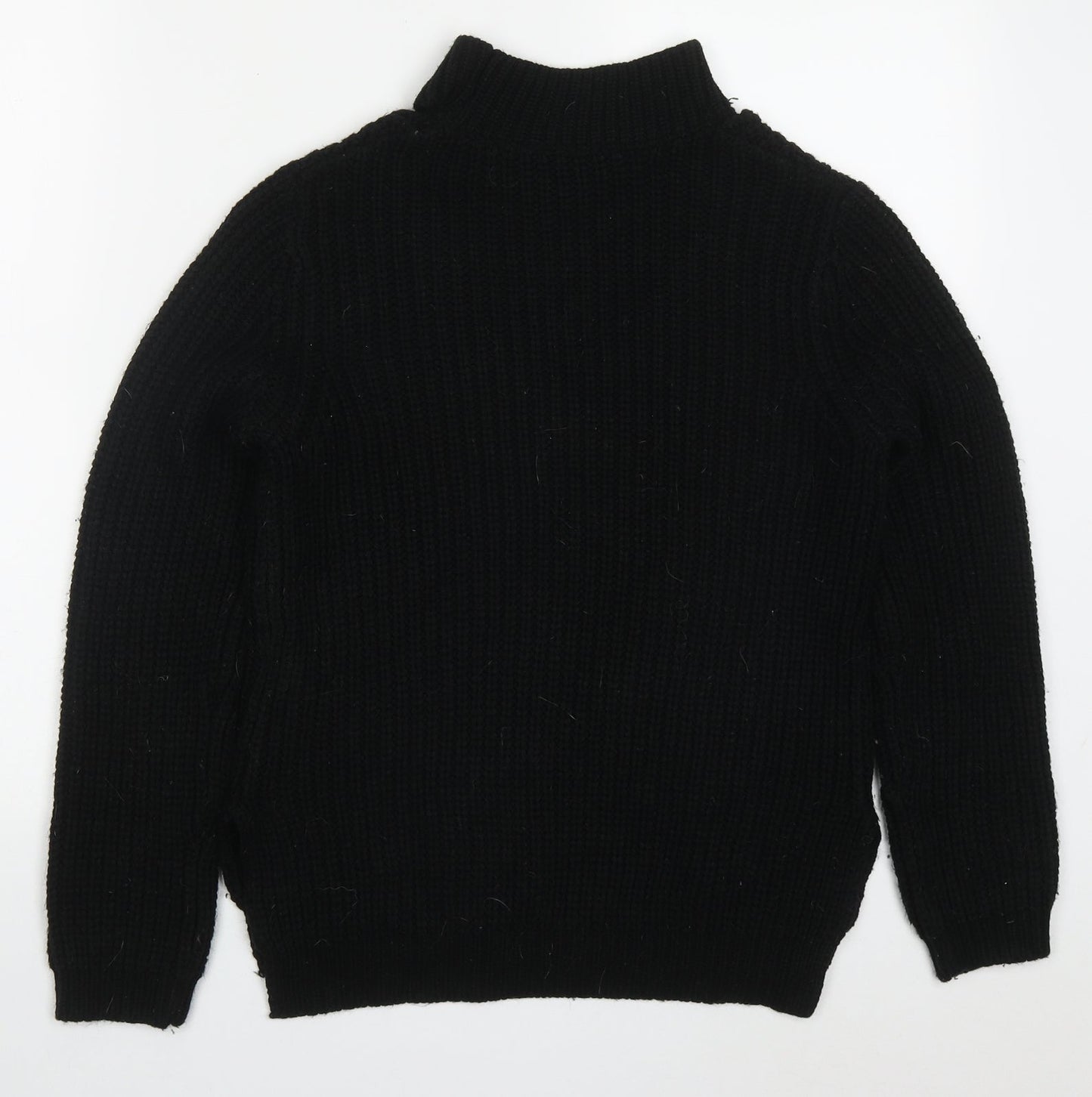 Red Herring Womens Black Round Neck  Acrylic Pullover Jumper Size 8