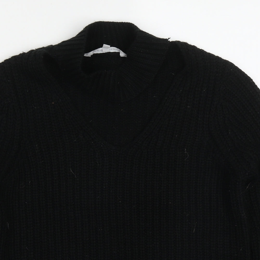 Red Herring Womens Black Round Neck  Acrylic Pullover Jumper Size 8