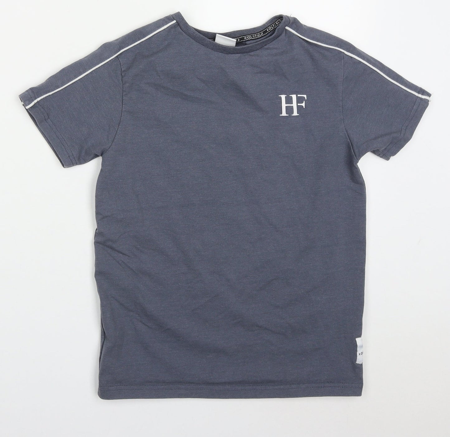 Holyfield Boys Grey  Cotton Basic T-Shirt Size 10-11 Years Crew Neck Pullover