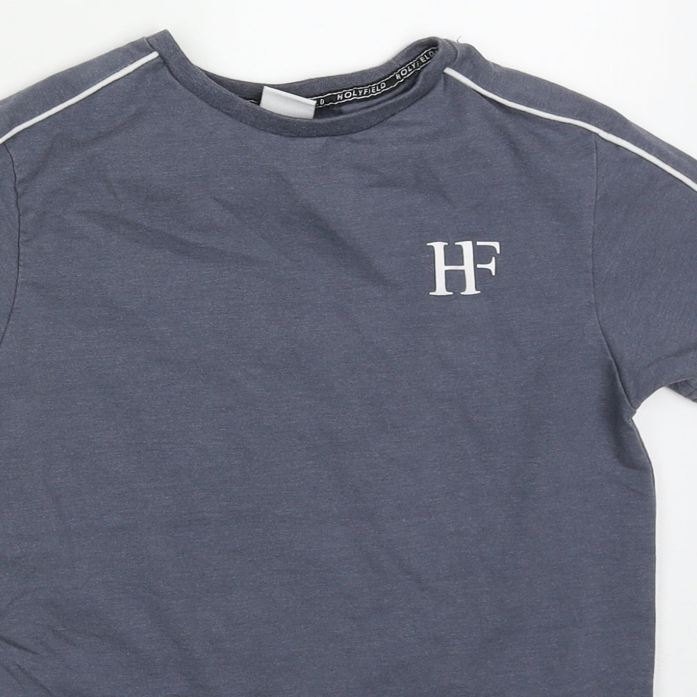 Holyfield Boys Grey  Cotton Basic T-Shirt Size 10-11 Years Crew Neck Pullover