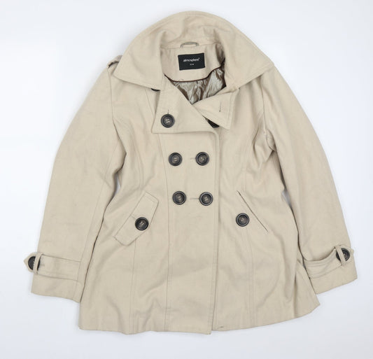 Atmosphere Womens Beige   Pea Coat Coat Size 12  Button