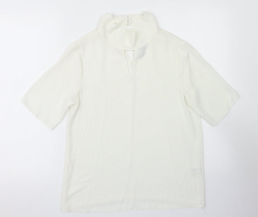 TU Womens White  Polyester Basic Blouse Size 8 Mock Neck