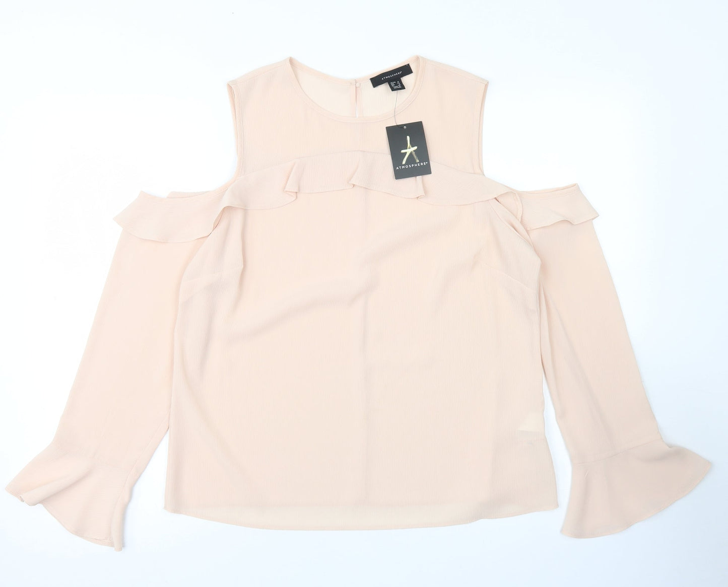 Atmosphere Womens Pink  Polyester Basic Blouse Size 12 Round Neck - Cold Shoulder