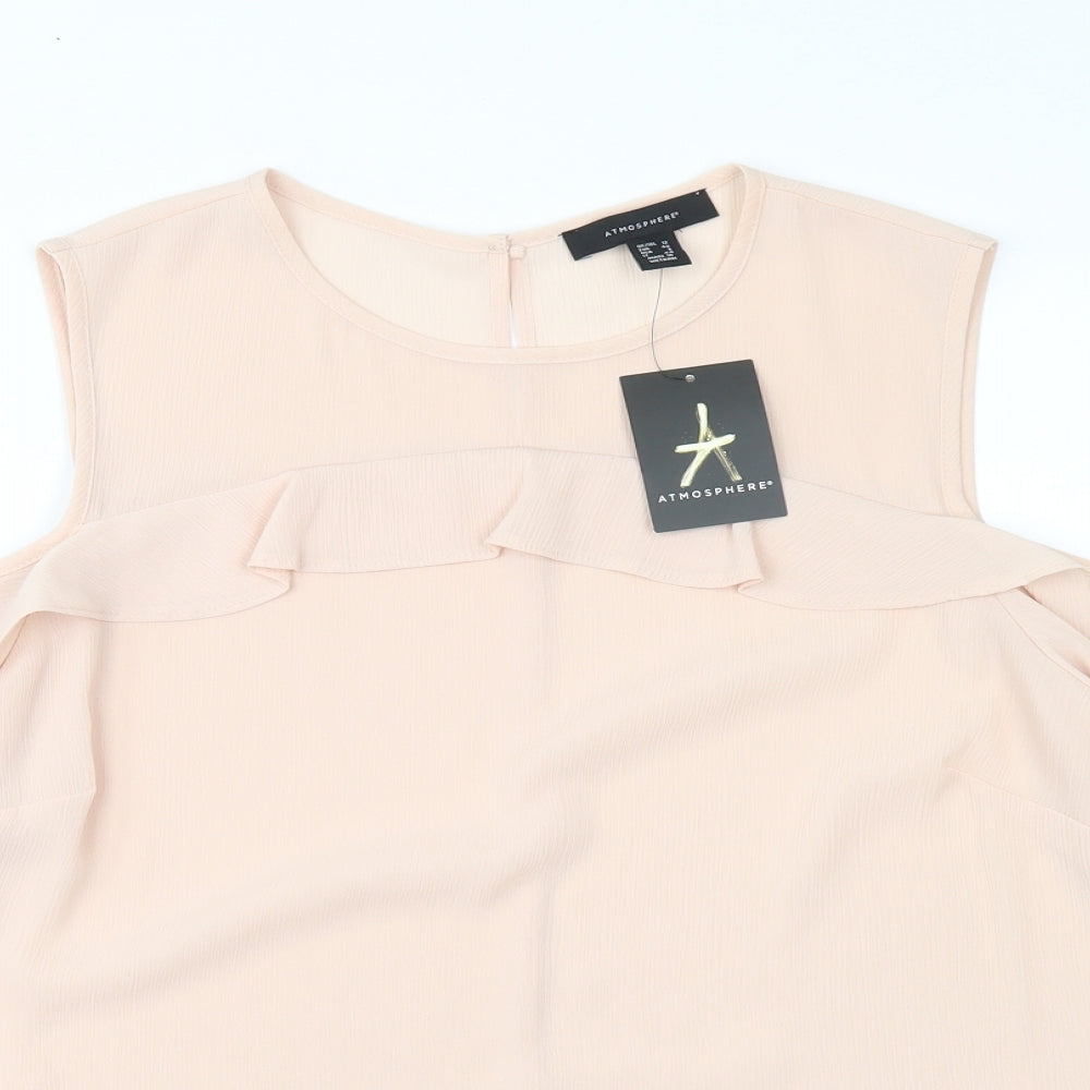 Atmosphere Womens Pink  Polyester Basic Blouse Size 12 Round Neck - Cold Shoulder
