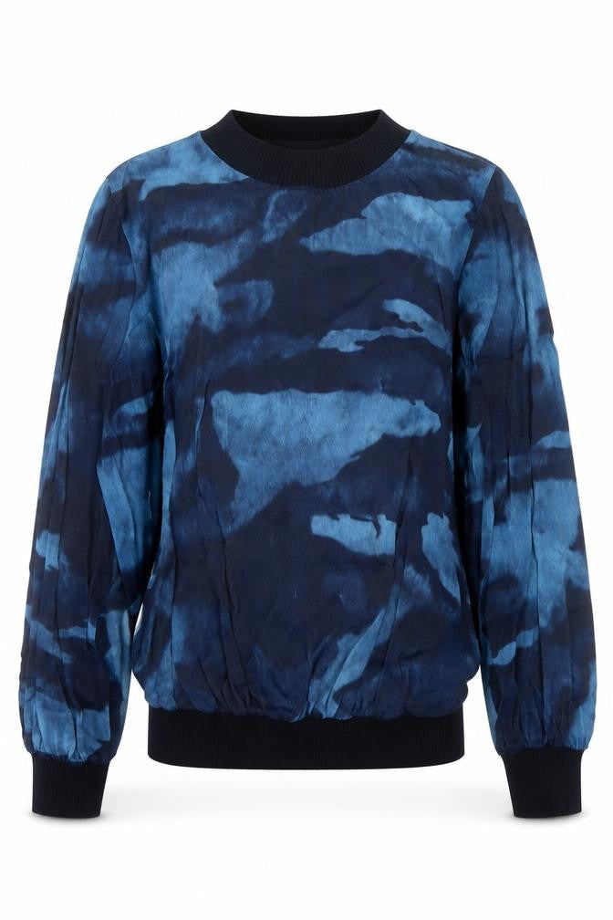 Gallery Womens Blue Geometric Viscose Pullover Sweatshirt Size 8