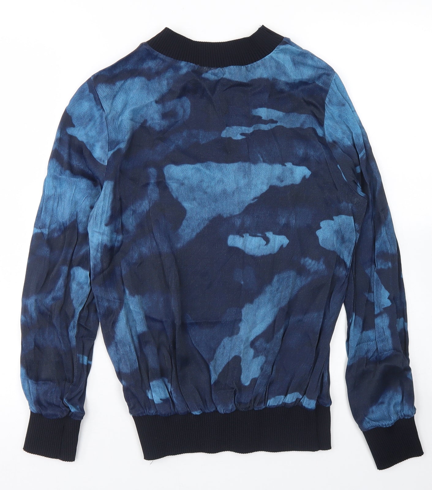 Gallery Womens Blue Geometric Viscose Pullover Sweatshirt Size 8