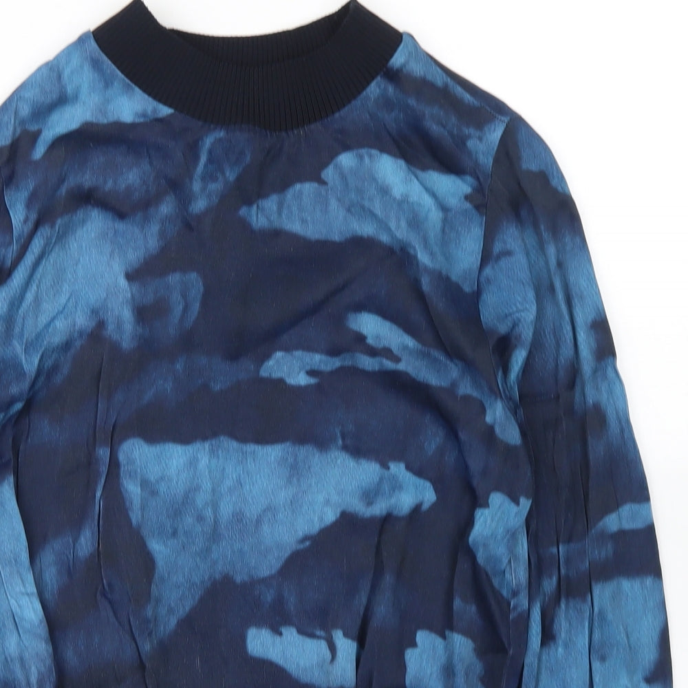 Gallery Womens Blue Geometric Viscose Pullover Sweatshirt Size 8