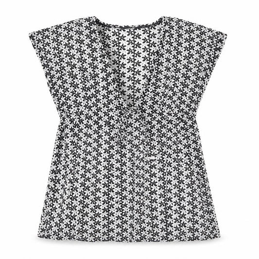 Primark Girls Black  Polyester Basic Blouse Size 7-8 Years V-Neck