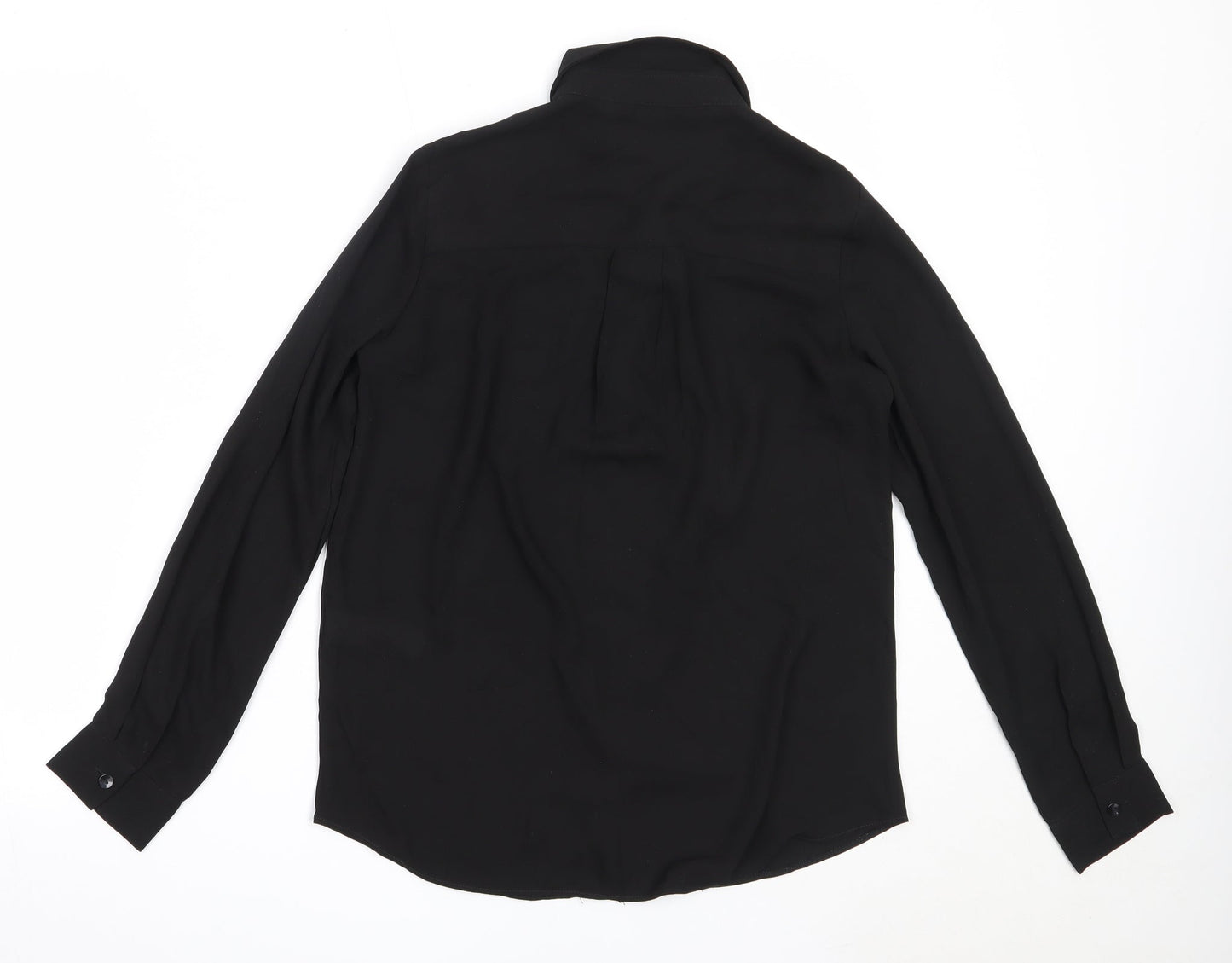 New Look Womens Black  Polyester Basic Button-Up Size 8 Collared