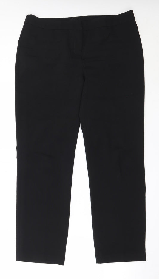 Papaya Womens Black  Polyester Trousers  Size 14 L28.5 in Regular