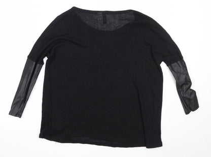 H&M Womens Black Round Neck  Viscose Pullover Jumper Size S