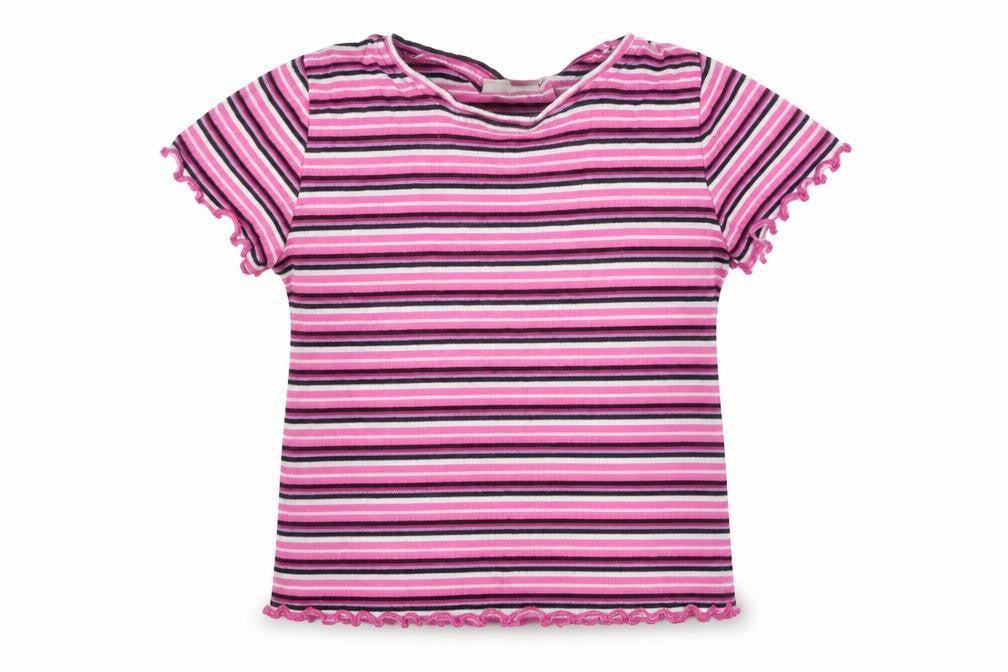 Matalan Girls Multicoloured Striped Cotton Basic T-Shirt Size 6 Years Round Neck