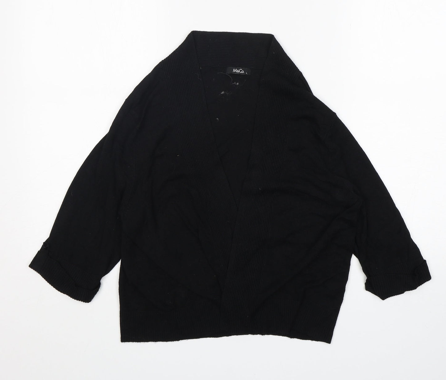 M&Co Womens Black V-Neck  Viscose Cardigan Jumper Size L