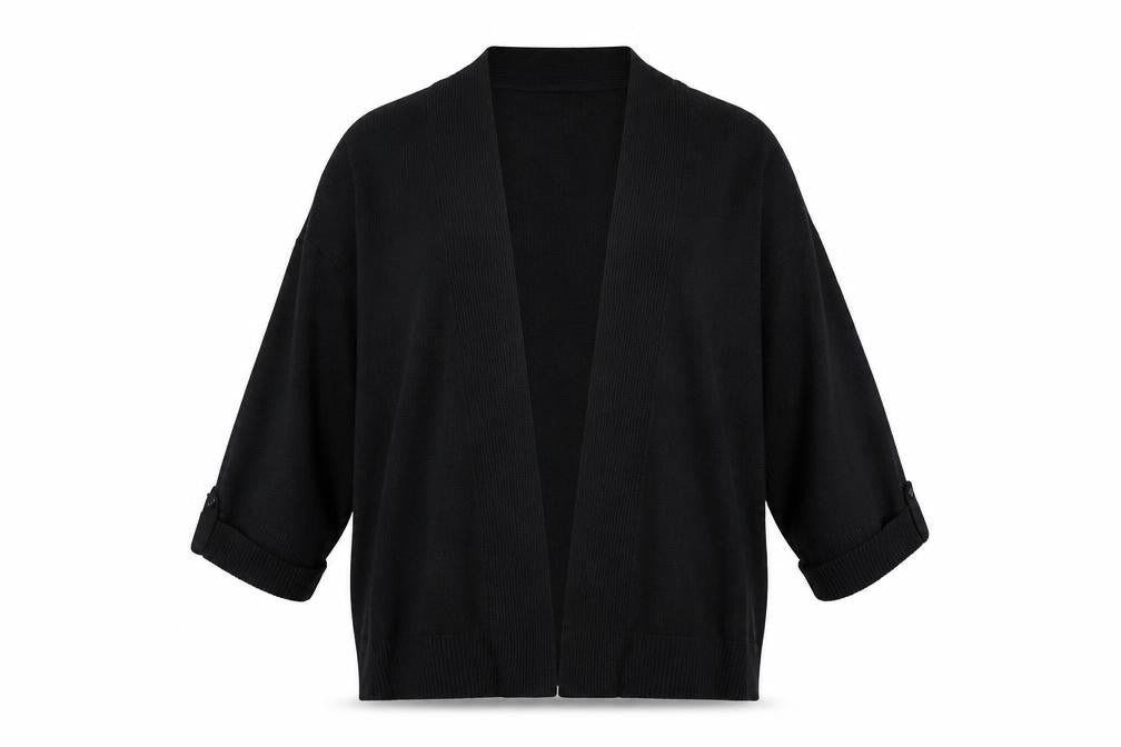 M&Co Womens Black V-Neck  Viscose Cardigan Jumper Size L