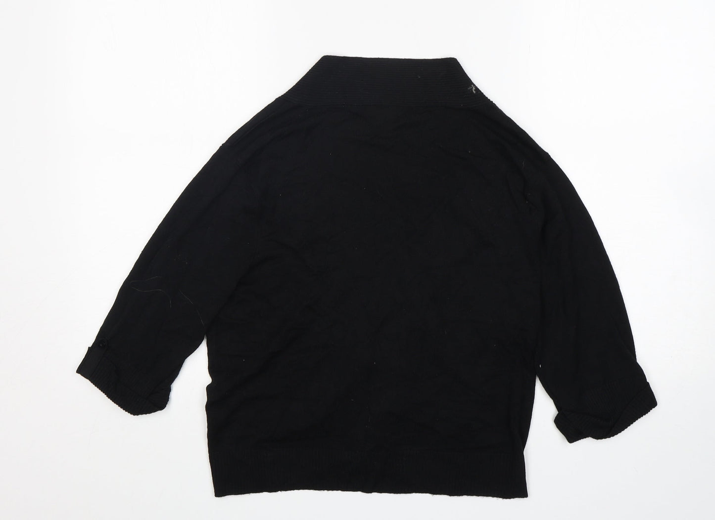 M&Co Womens Black V-Neck  Viscose Cardigan Jumper Size L