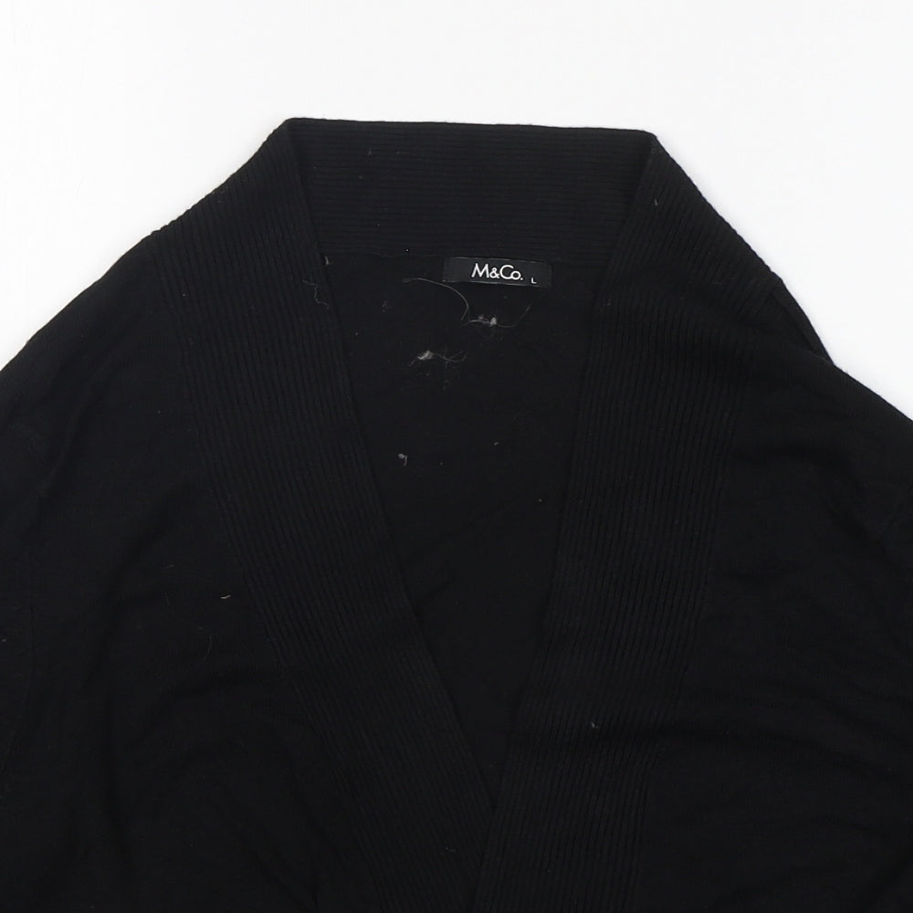 M&Co Womens Black V-Neck  Viscose Cardigan Jumper Size L