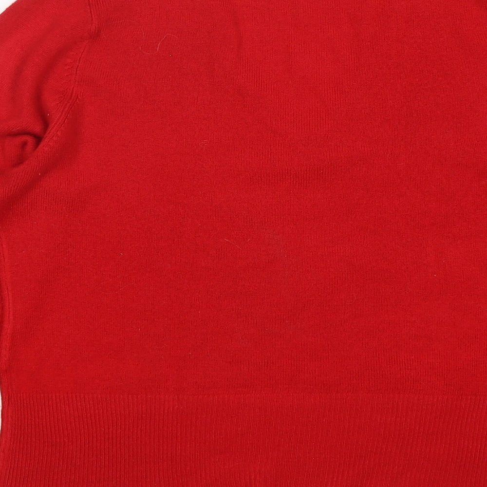 Sarah Hamilton  Womens Red V-Neck  Acrylic Pullover Jumper Size M