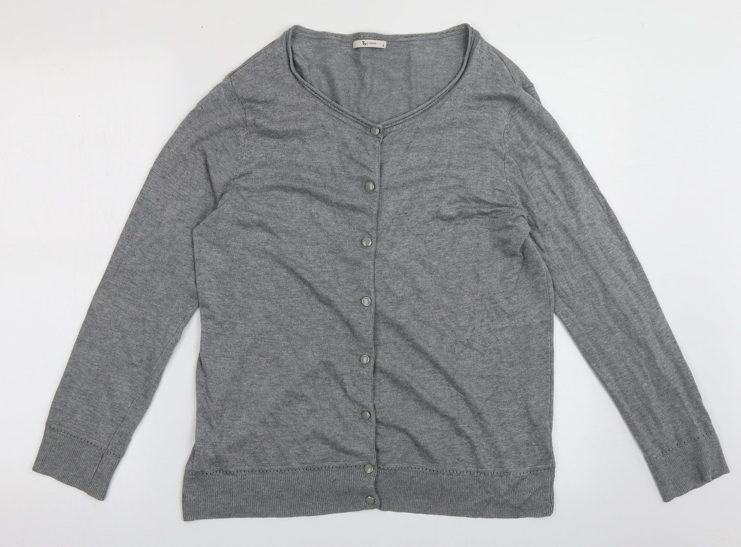 sainsburys Womens Grey Scoop Neck  Viscose Cardigan Jumper Size 16