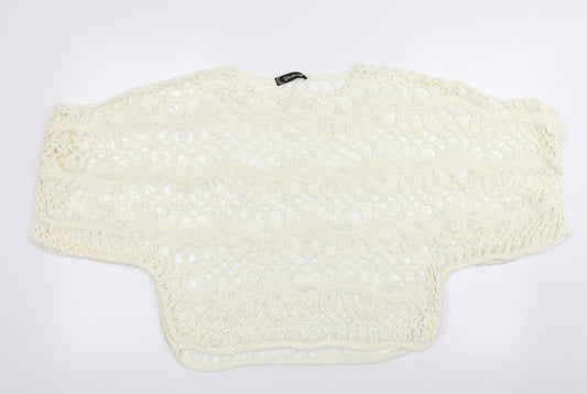 Kaleidoscope Womens White Geometric Acrylic Pullover Sweatshirt Size L  Pullover