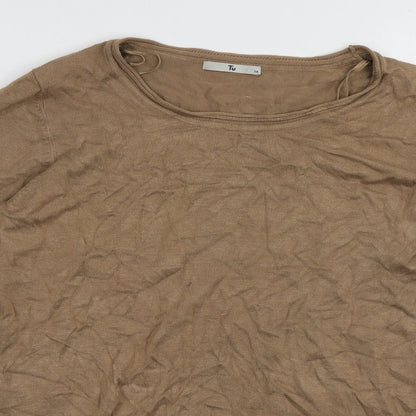 TU Womens Brown Collared  Viscose Pullover Jumper Size 14