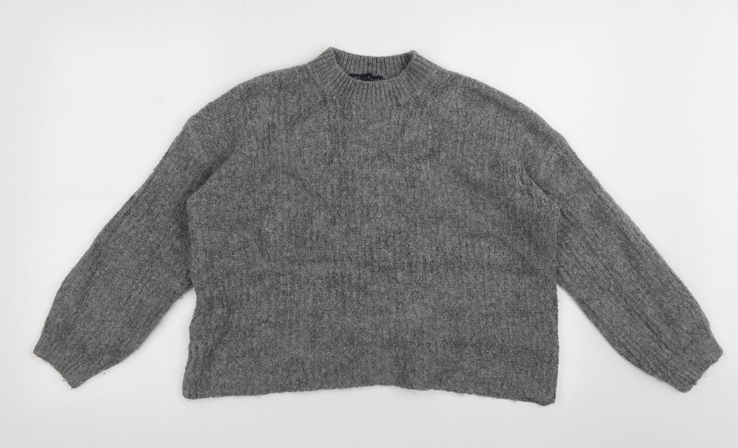 Marks and Spencer Womens Grey High Neck  Acrylic Pullover Jumper Size M