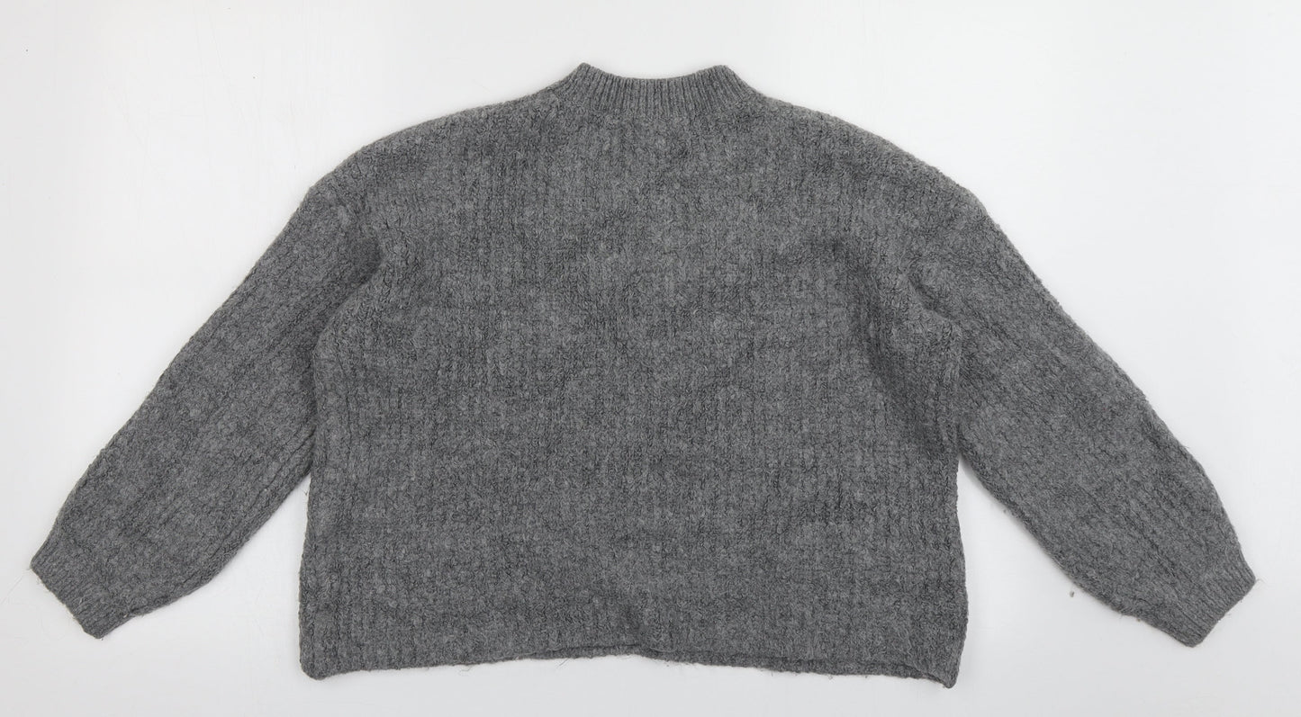 Marks and Spencer Womens Grey High Neck  Acrylic Pullover Jumper Size M