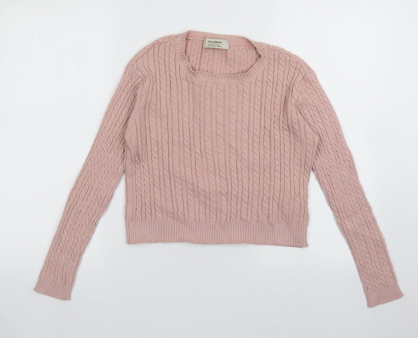 Pull&Bear Womens Pink Geometric Polyester Pullover Sweatshirt Size L  Pullover