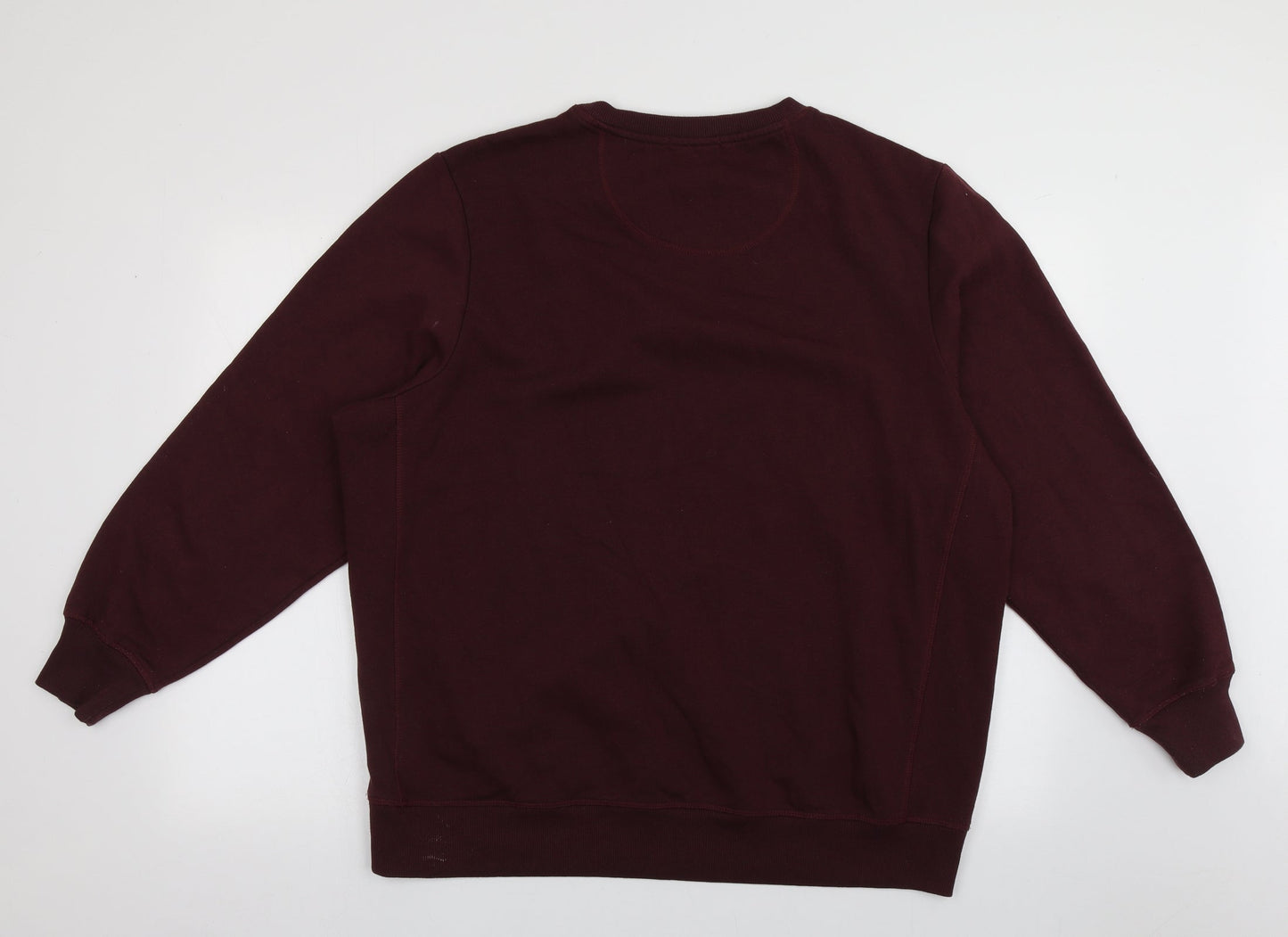 Avenue Mens Red Crew Neck  Cotton Pullover Jumper Size XL