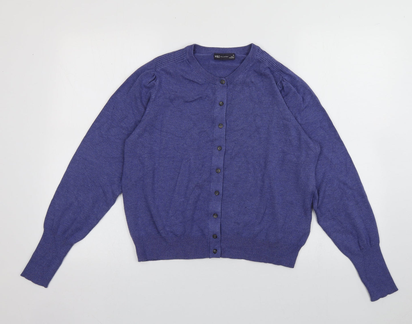 Marks and Spencer Womens Purple Crew Neck  Viscose Cardigan Jumper Size 16
