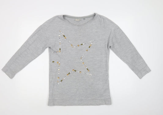 NEXT Girls Grey  Polyester Pullover Sweatshirt Size 13 Years   - Star