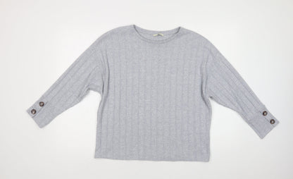 George Womens Grey Crew Neck  Polyester Pullover Jumper Size M