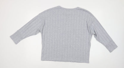George Womens Grey Crew Neck  Polyester Pullover Jumper Size M