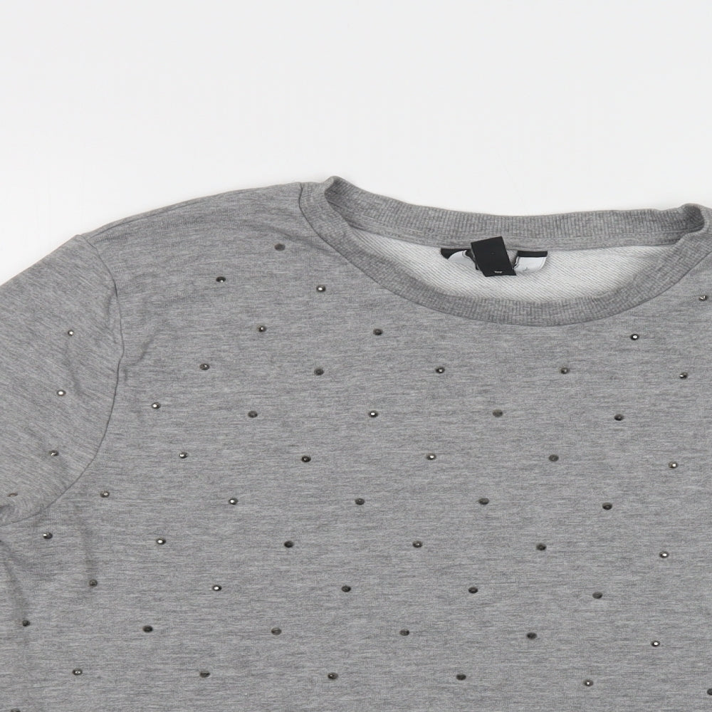 New Look Womens Grey  Cotton Pullover Sweatshirt Size 14