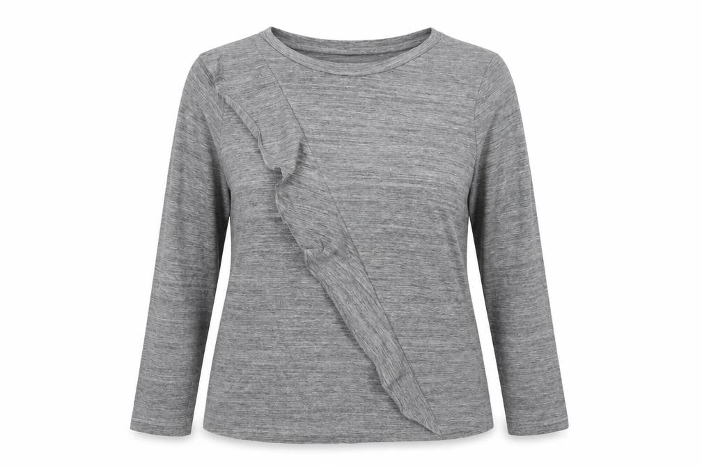 Marks & Spencer Womens Grey  Polyacrylate Fibre Basic Blouse Size 16 Crew Neck