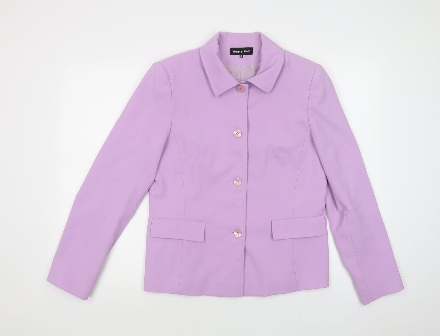 Warp + Weft Womens Purple   Jacket Blazer Size 14  Button