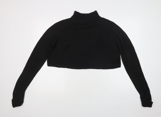 QED Womens Black Mock Neck  Acrylic Pullover Jumper Size M
