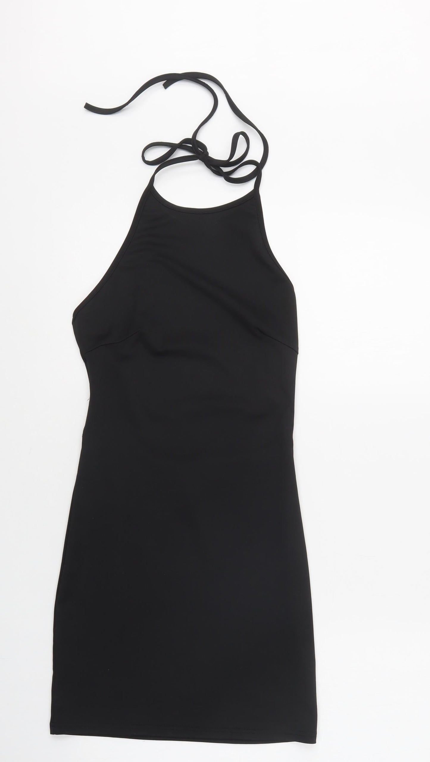 Preworn Womens Black  Polyester Bodycon  Size S  Halter