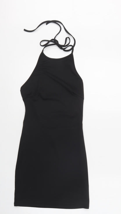 Preloved Preworn Womens Black  Polyester Bodycon  Size S  Halter - Front