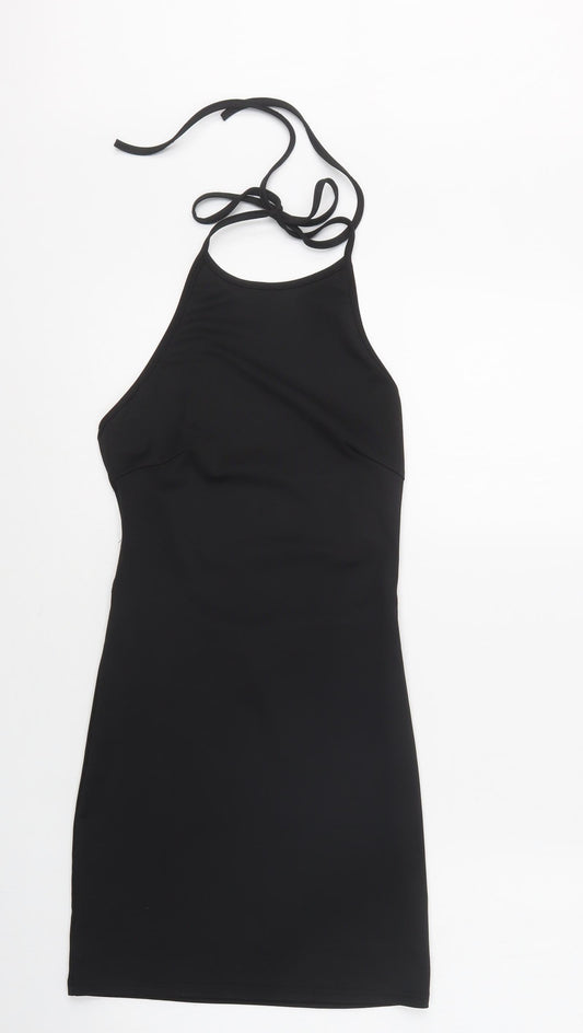 Preworn Womens Black  Polyester Bodycon  Size S  Halter
